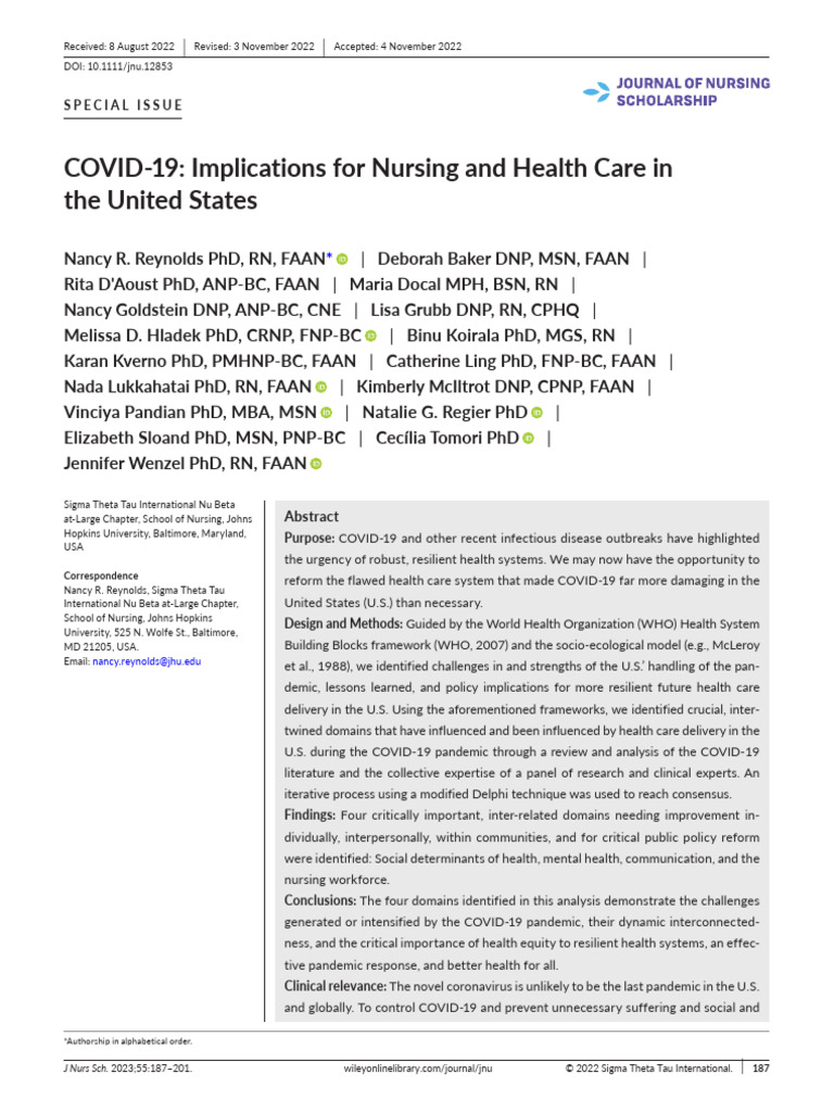 Covid 19 Implications For Nurses and Health Care | PDF | Mental Health ...