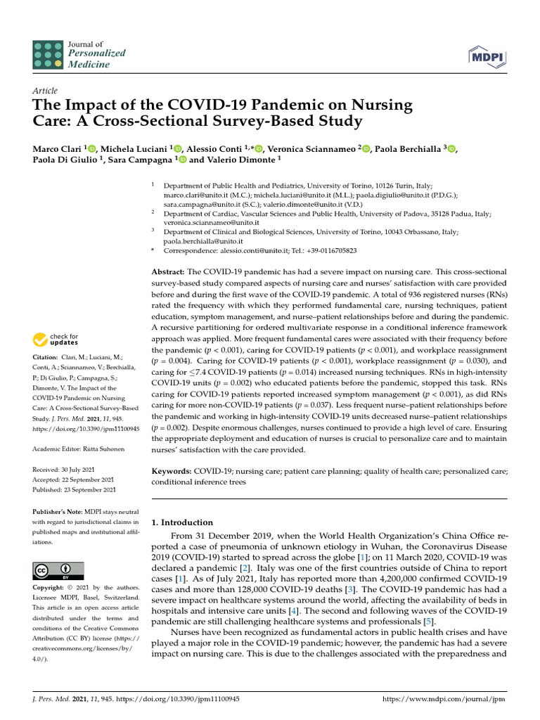 COVID-19's Impact on Nursing Care | PDF | Clinical Medicine | Social ...