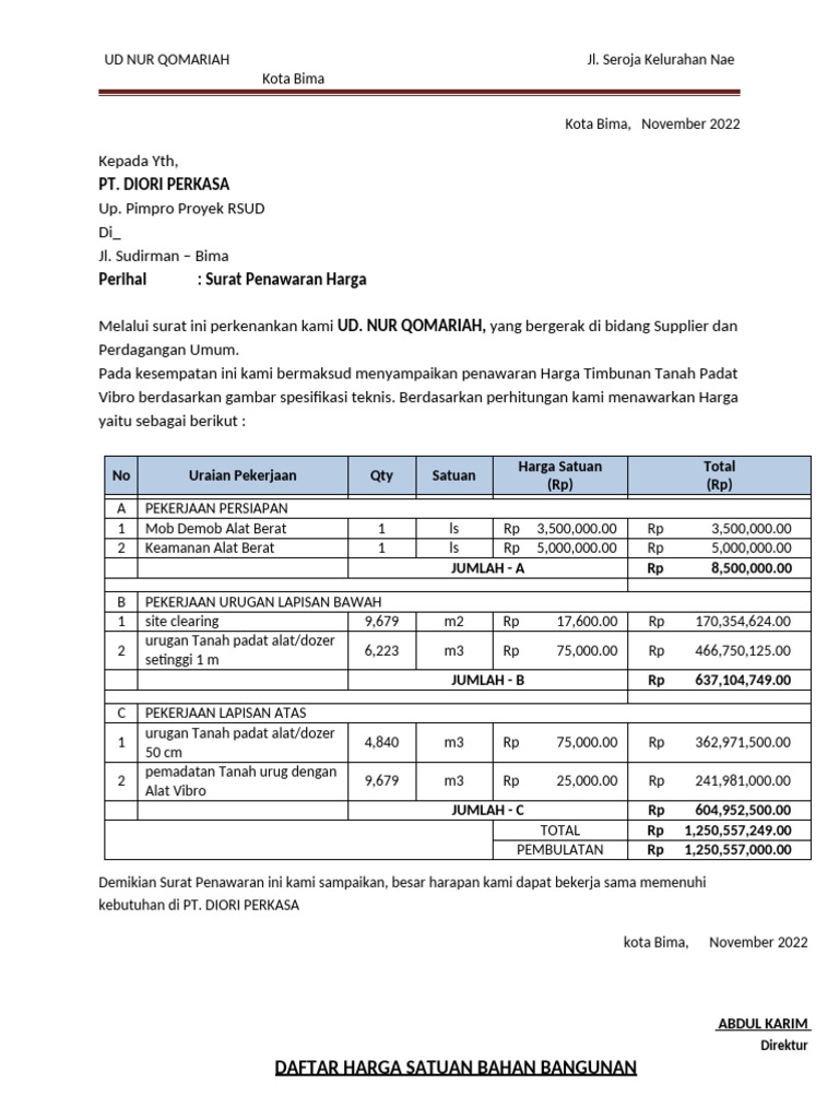 Daftar Harga Satuan Bahan Bangunan Pdf