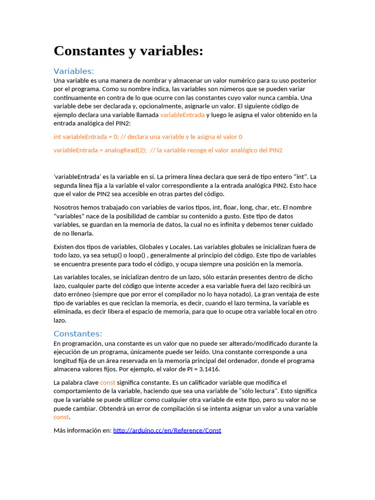4 Constantes y Variables | PDF | Variable (informática) | Compilador