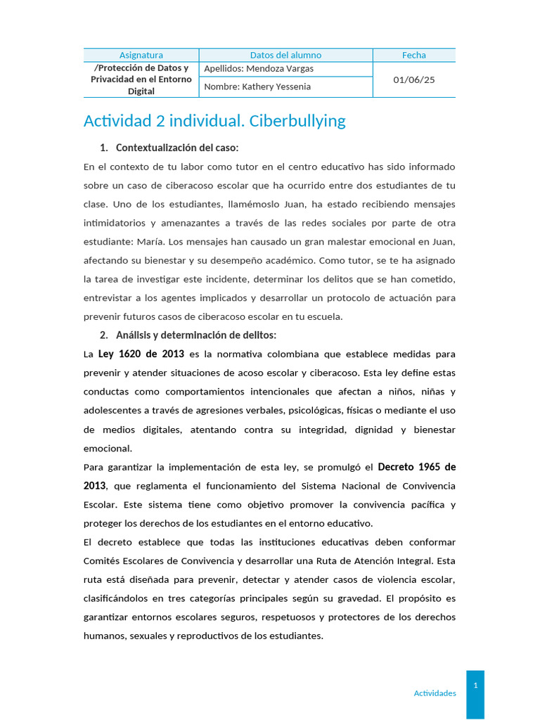 Protocolo para Prevenir Ciberacoso Escolar | PDF | Acoso cibernético ...