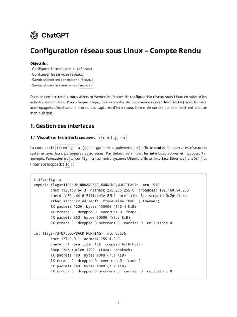 Configuration réseau Linux : Guide complet | PDF | Système de noms de ...