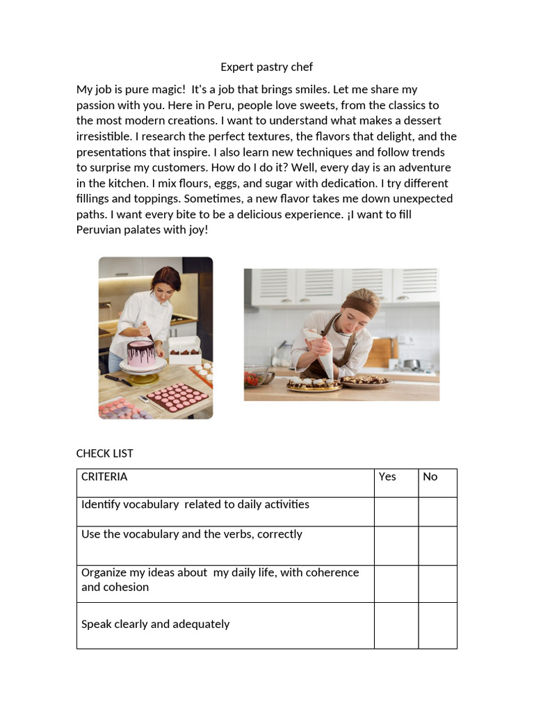 Expert Pastry Chef | PDF