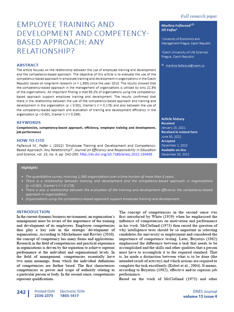 Employee Training and Competency Link | PDF | Industrial Organization ...