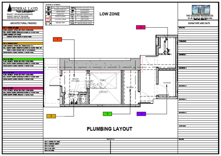 Plumbing Layout for The Seasons Residences | PDF | Water | Bathing