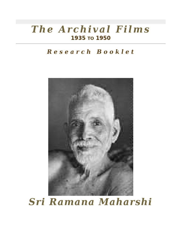 Archival Films of Sri Ramana Maharshi | PDF | Paramahansa Yogananda ...