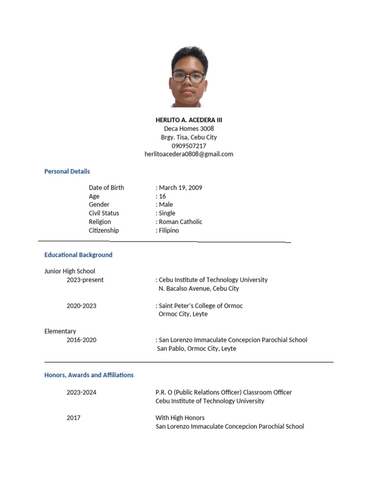 Student Profiles from Cebu Institute | PDF | Cebu