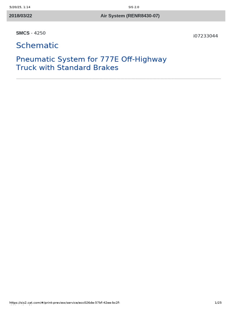 Pneumatic System for 777E Truck | PDF | Valve | Brake