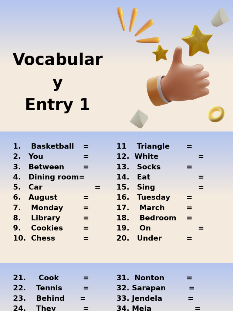 Vocabulary List for Everyday Terms | PDF