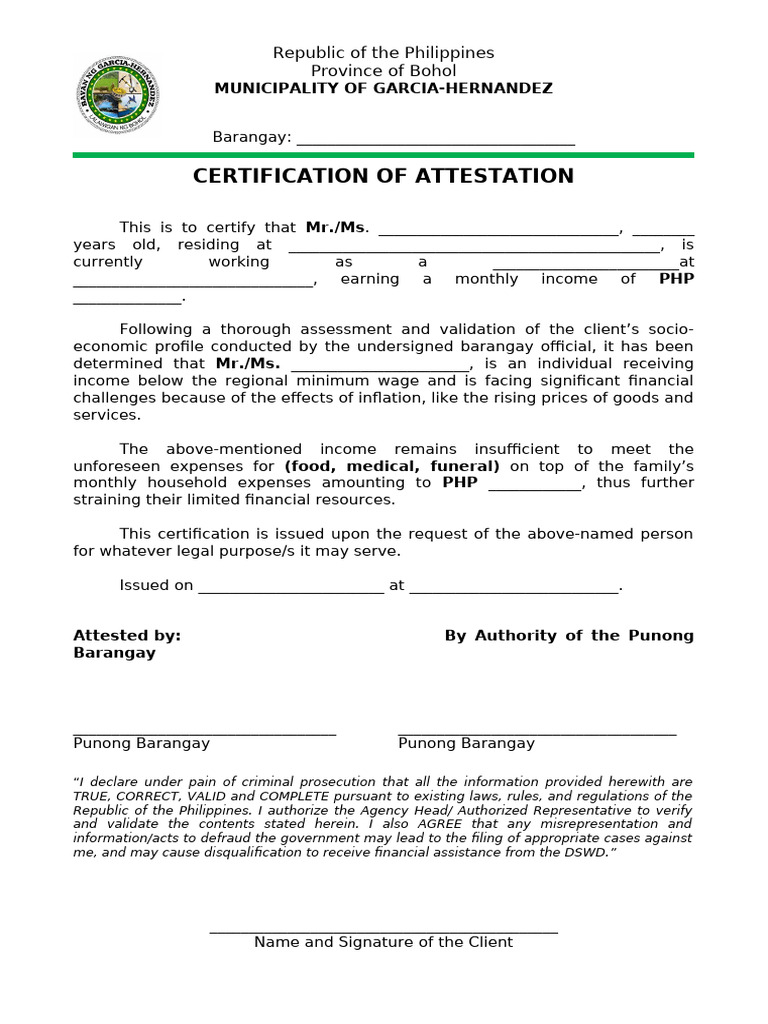 AKAP Certificate of Attestation Kung KAGAWAD Mo PIRMA | PDF