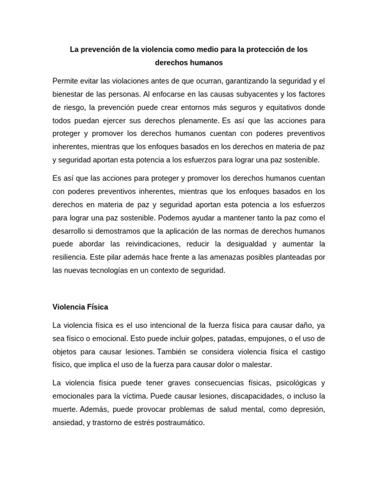 Prevención de la Violencia y Derechos Humanos | PDF | Violencia sexual ...