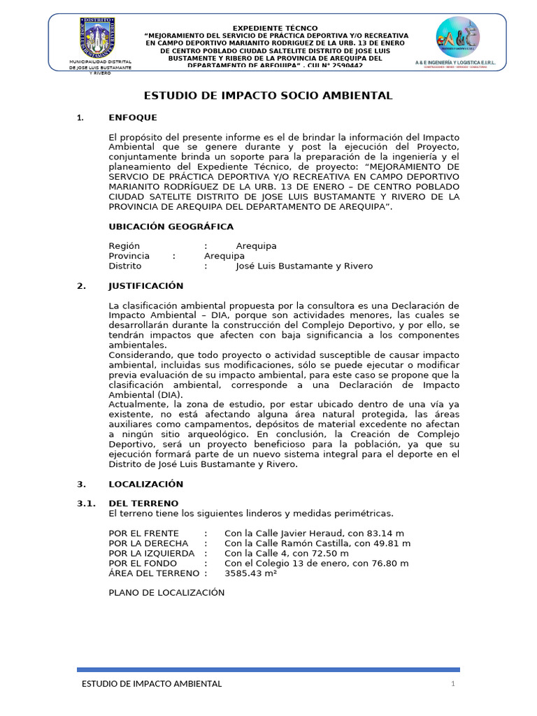 Estudio de Impacto Ambiental | PDF | Evaluación de impacto ambiental ...