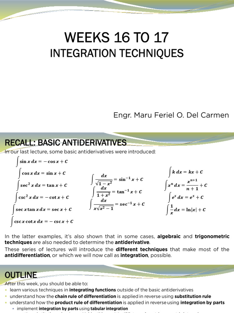 16-17 Integration Techniques (Annotated, AM Makeup Session) | PDF ...