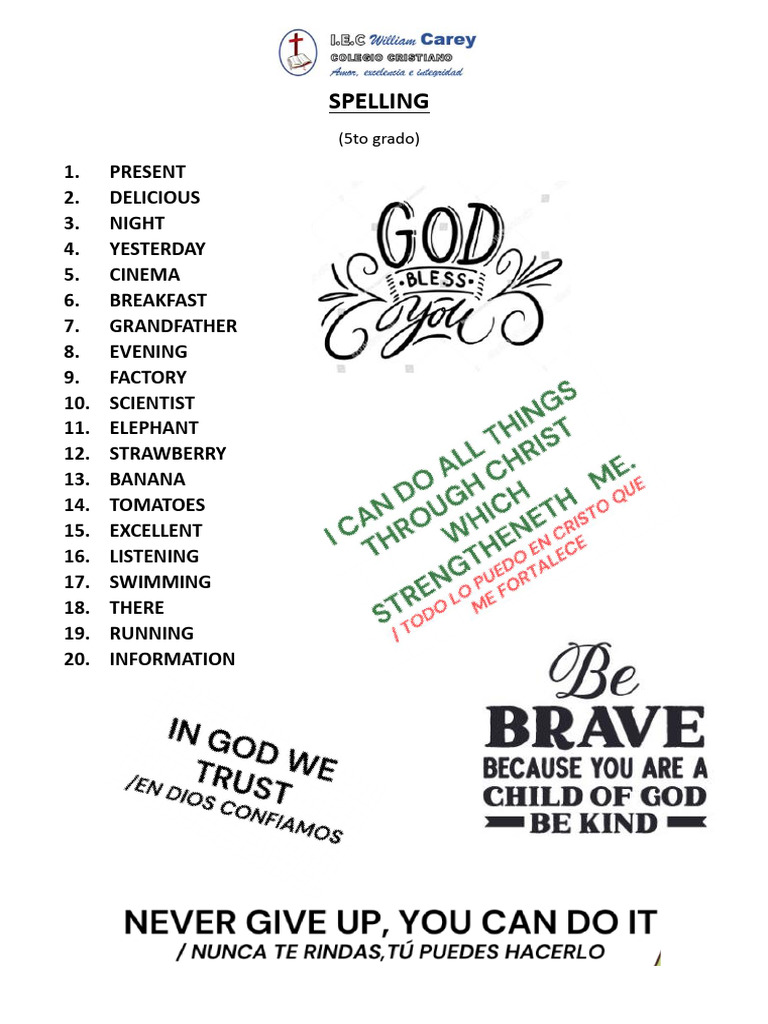 5th Grade Spelling List Guide | PDF