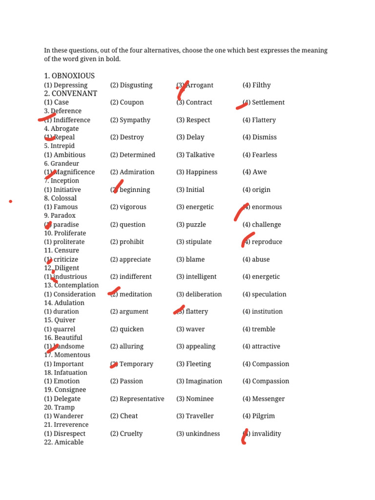Vocabulary Antonyms and Meanings | PDF