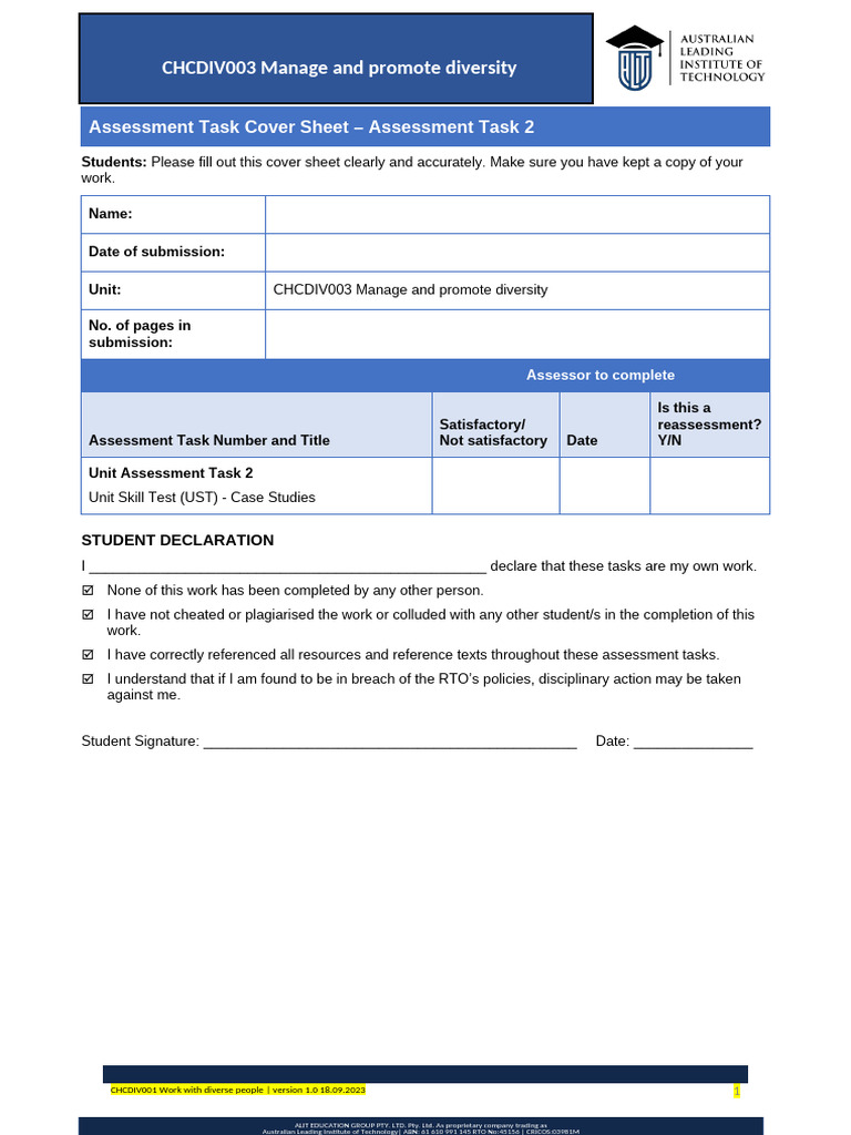 CHCDIV003 Student Assessment Task 2 Booklet | PDF | Learning | Cognition