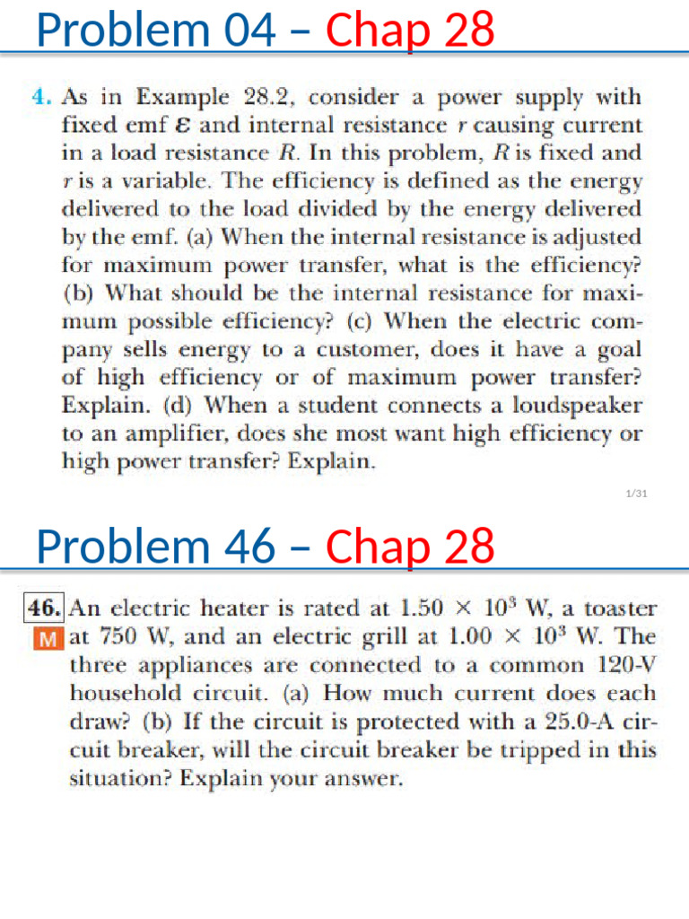 Chapter 28 Problem Solutions List | PDF