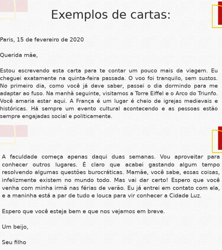 Exemplos de Cartas Pessoais | PDF