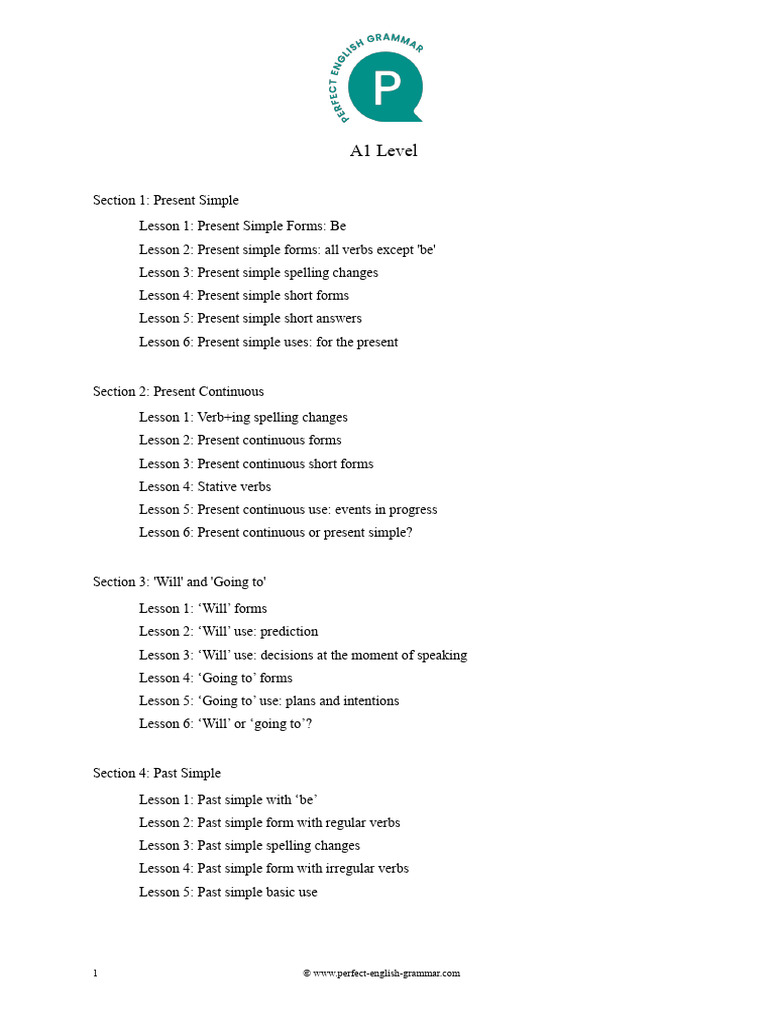 English Grammar Lessons A1 to B1 | PDF | Adverb | Verb