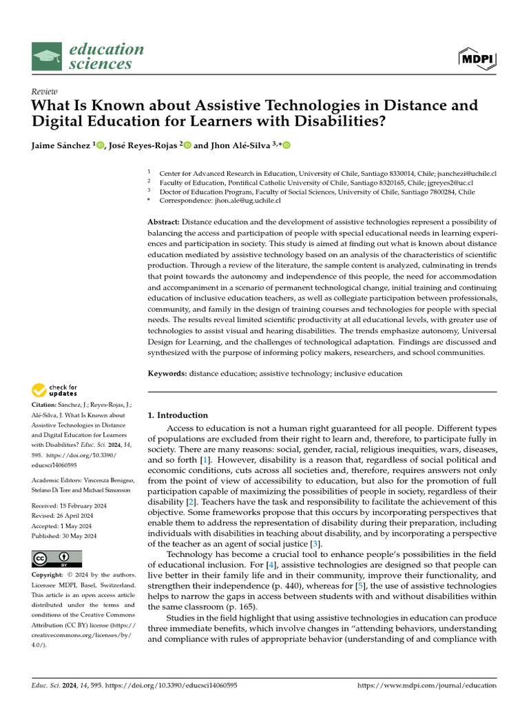 Assistive Technologies in Distance Education | PDF | Educational ...