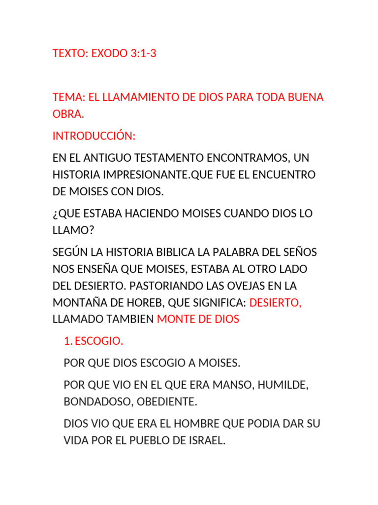 Llamado de Dios a Moisés en Éxodo 3 | PDF | Moisés | Contenido bíblico