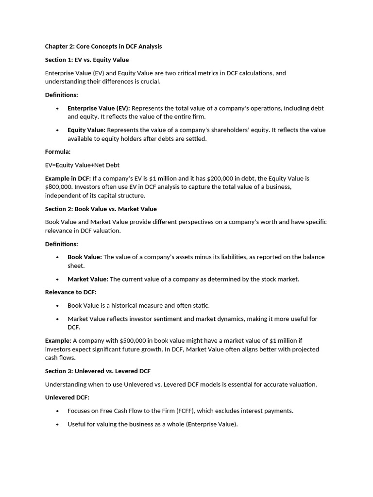 Key+Points+ ++Core+Concepts+in+DCF+Analysis | PDF | Book Value ...