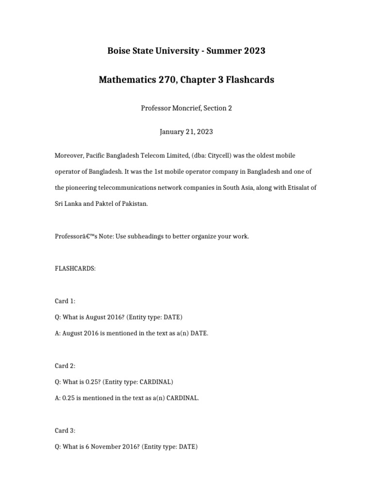 Boise State Math 270 Flashcards | PDF