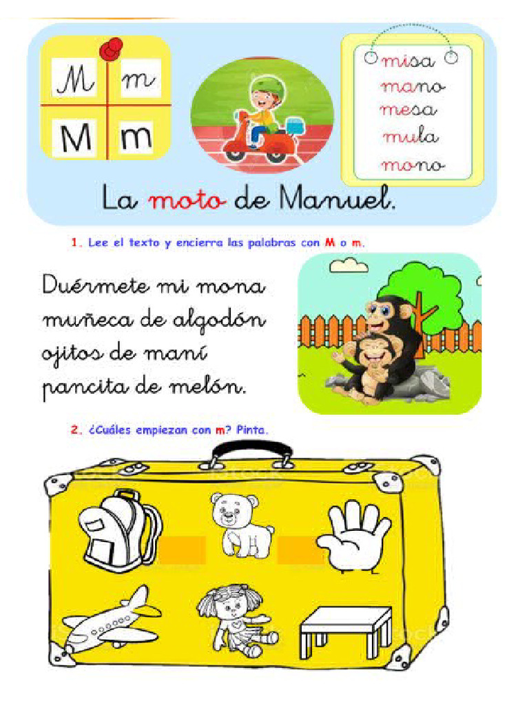 Ficha de Refuerzo de La Letra M | PDF