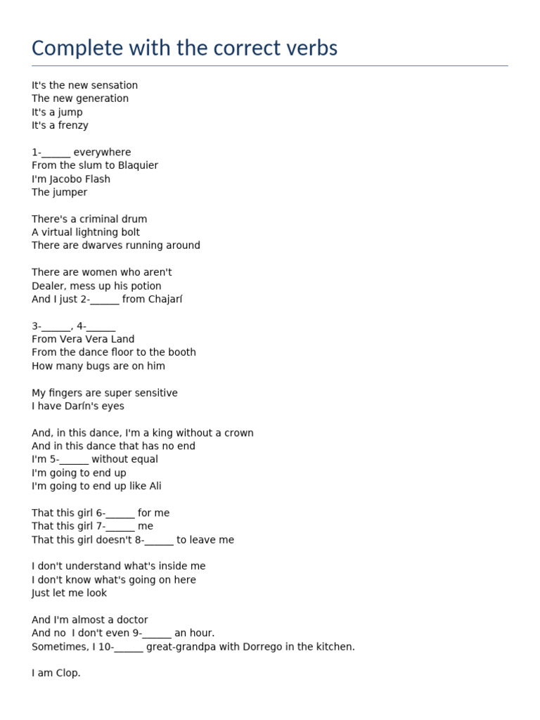 Complete The Verbs | PDF