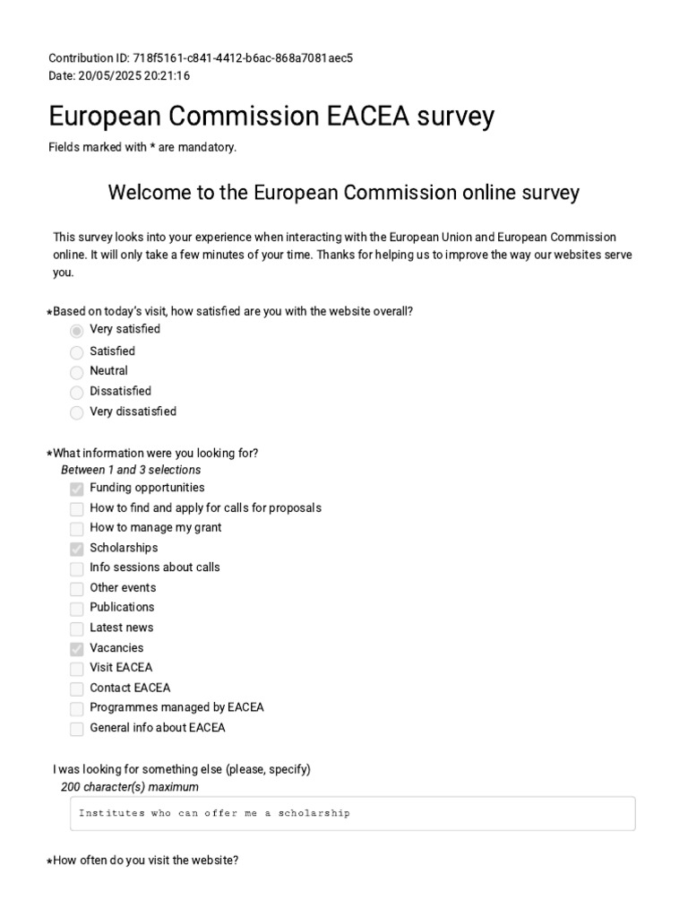 EU Commission Online Survey Feedback | PDF