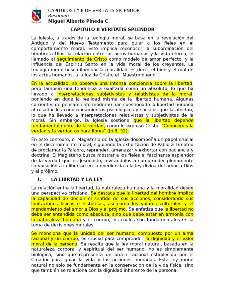 Teología Moral en Veritatis Splendor | PDF | Moralidad | Fe