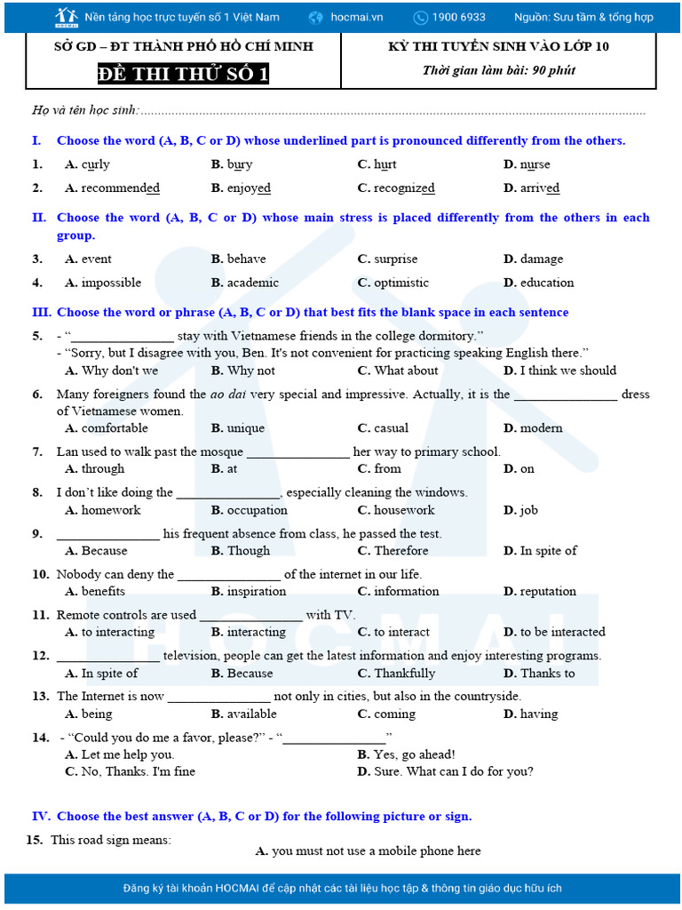 Grade 10 Entrance Exam Practice Test | PDF | Tornadoes