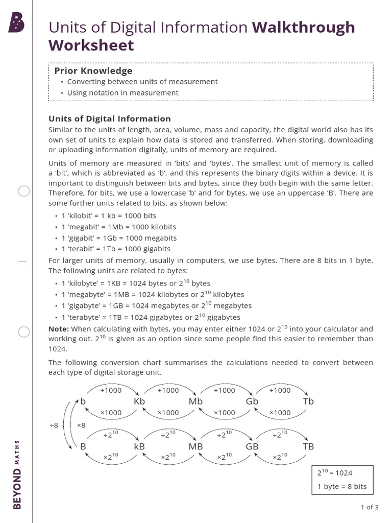 Digital Information Units Guide | PDF | Byte | Bit