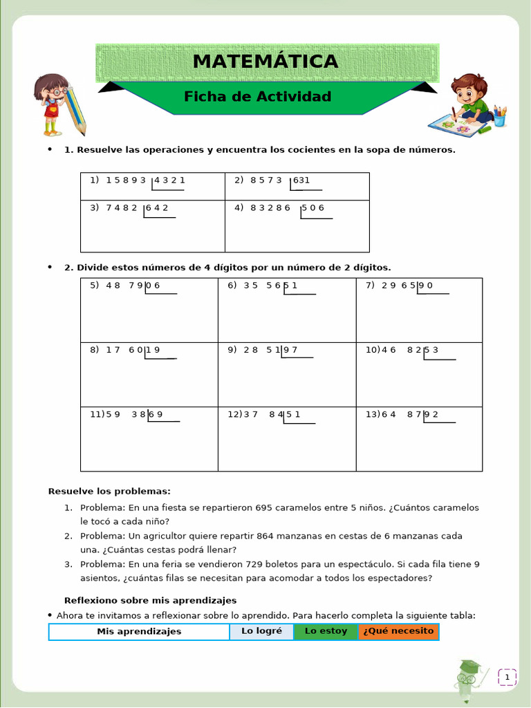Operaciones y Problemas de Divisiones | PDF
