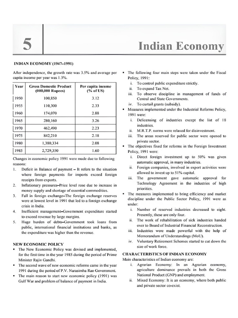 Indian Economy Notes For NDA Exam PDF Free Download (Handwritten) | PDF