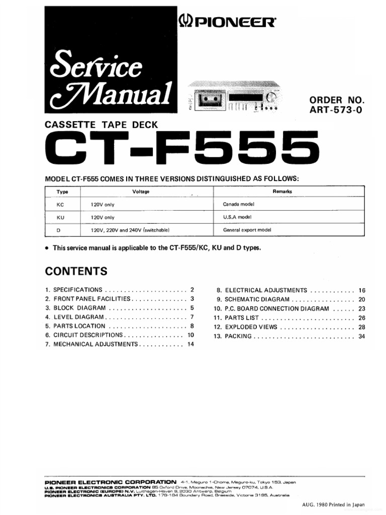Pioneer CT f555 Art5730 1 | PDF