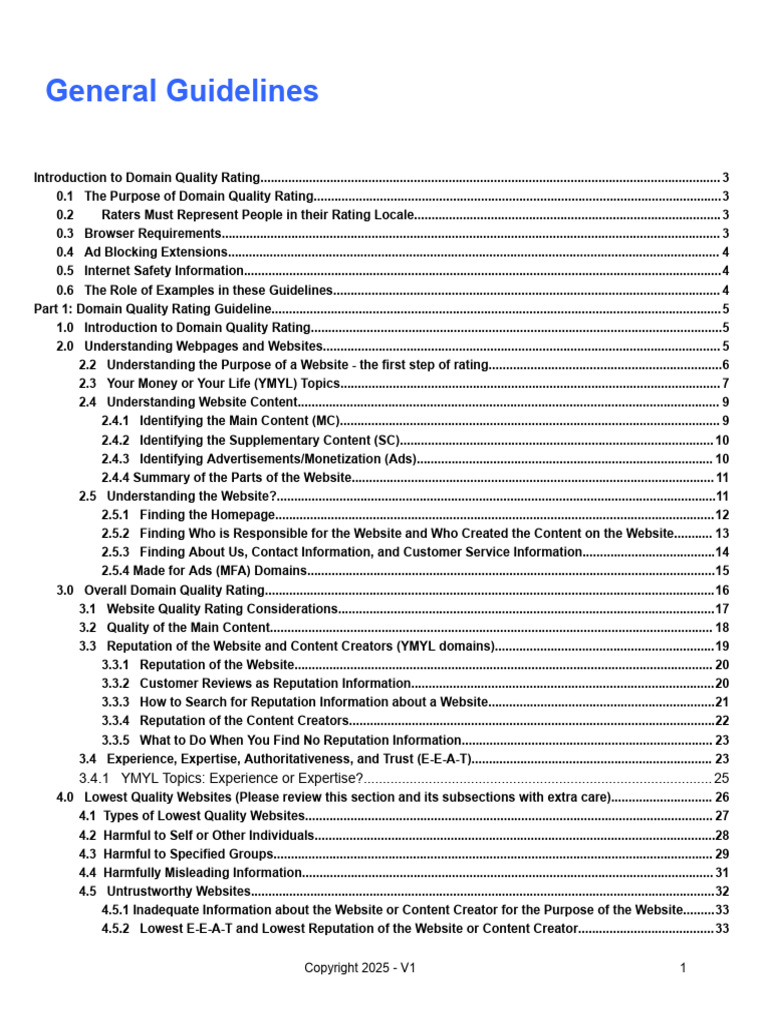 Domain Quality Rating Guidelines | PDF | World Wide Web | Internet & Web