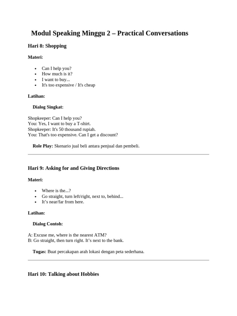 ? Modul Speaking Minggu 2 | PDF