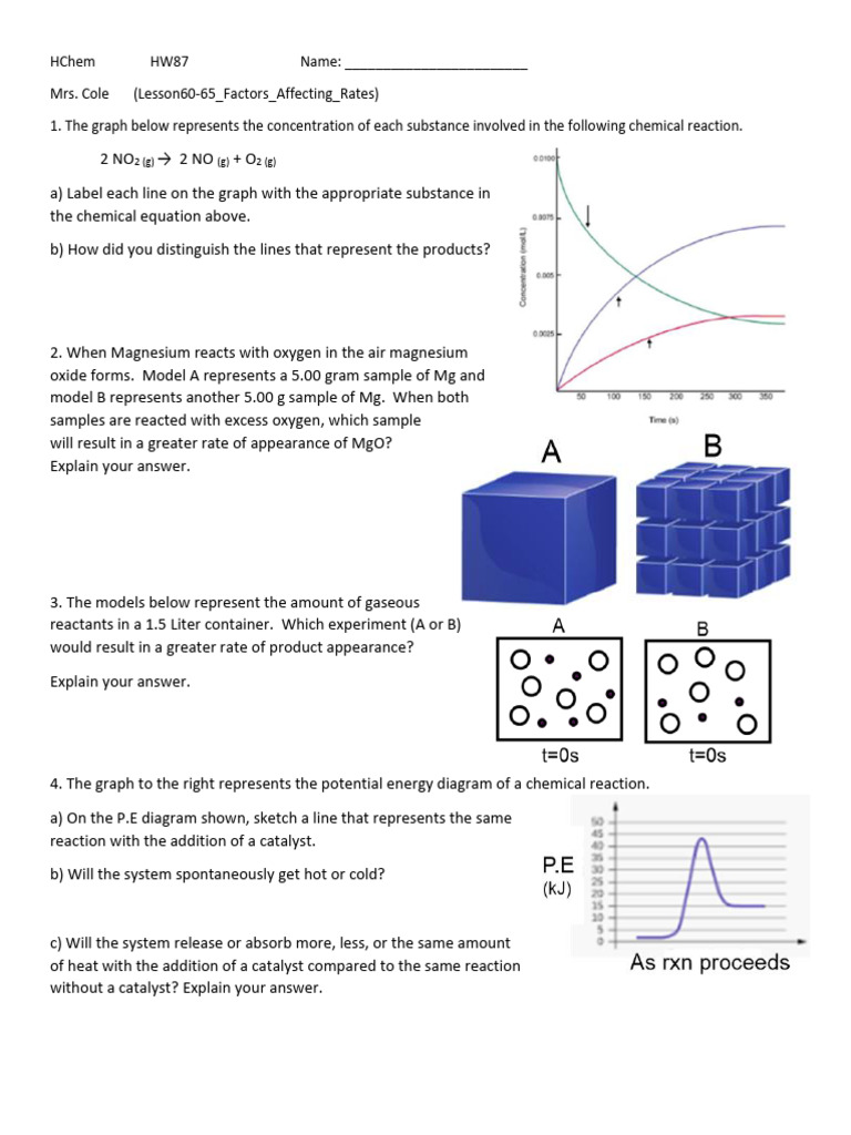 HW87 Lesson60-65 Kinetics | PDF | Chemical Reactions | Magnesium