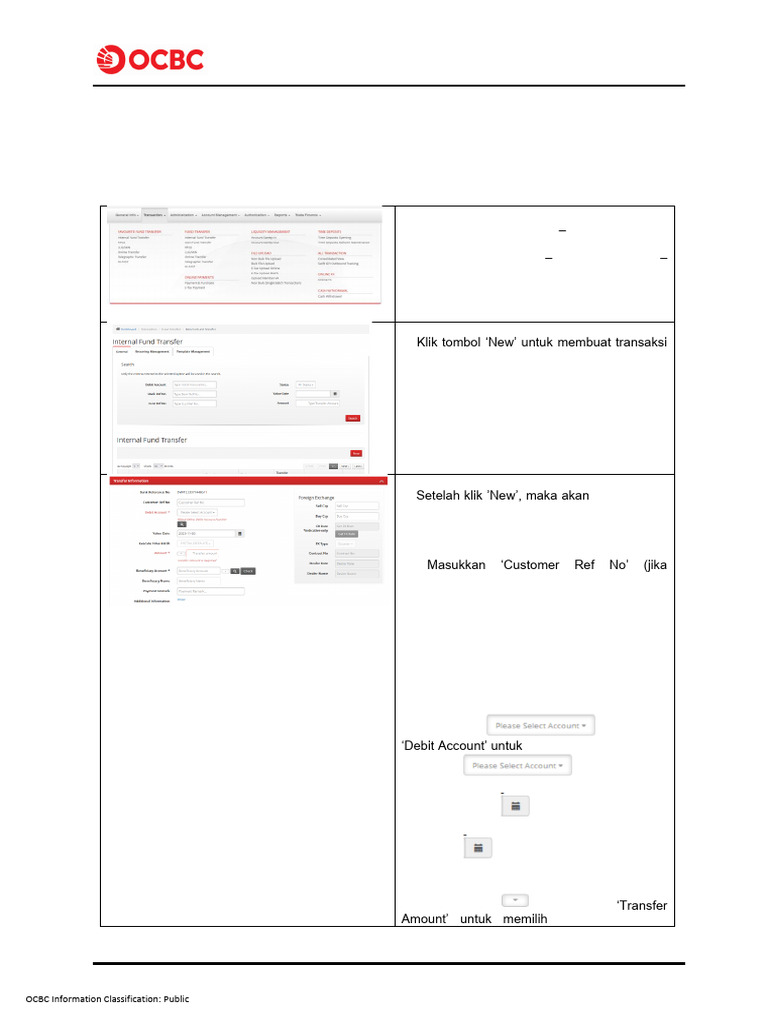 Panduan Transfer Internal OCBC Business | PDF