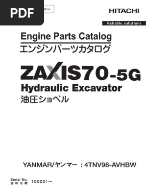 ZX70-5G Yanmar 4TNV98-AVHBW Engine Parts Catalog | PDF