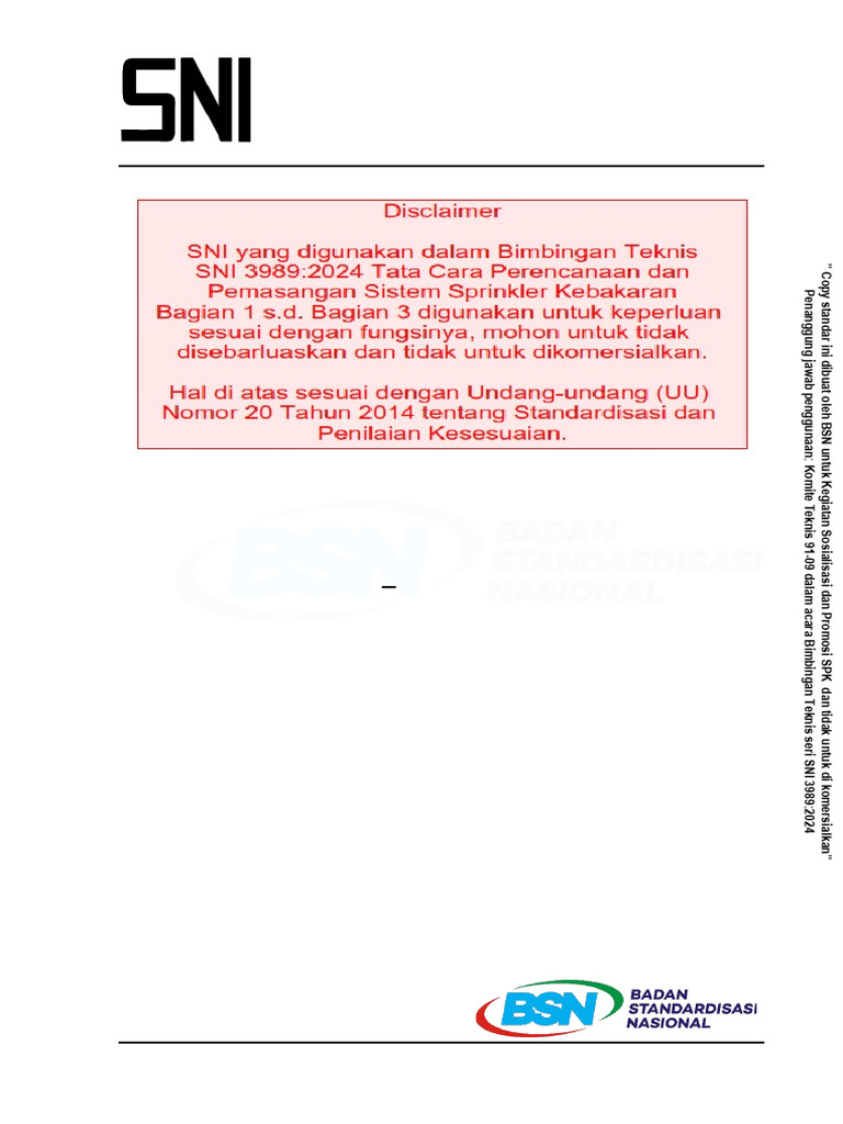 SNI 3989-2:2024 Sistem Sprinkler Kebakaran | PDF