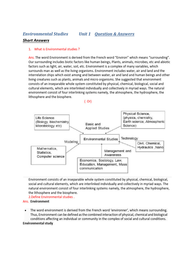 Environmental Studies Unit 1 Question Semester 1 | PDF | Fuels ...