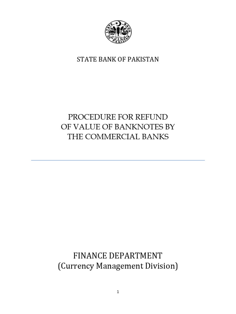 SBP Defective Note Refund Procedure | PDF | Banks | Payments