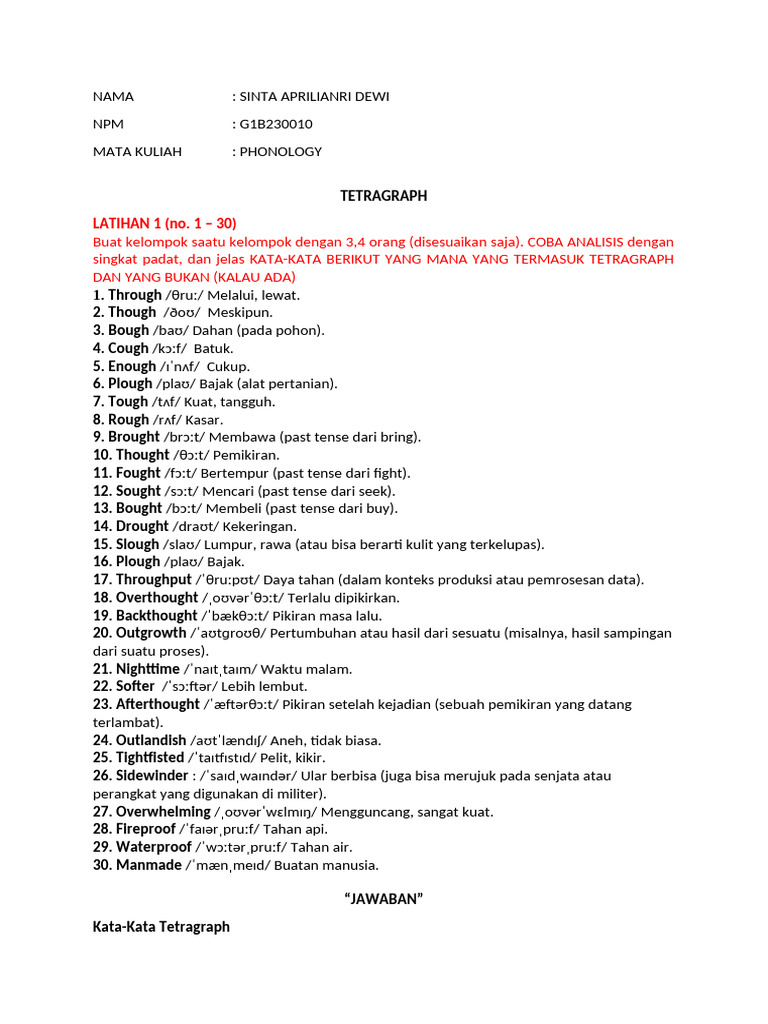 Analisis Tetragraph dalam Fonologi | PDF