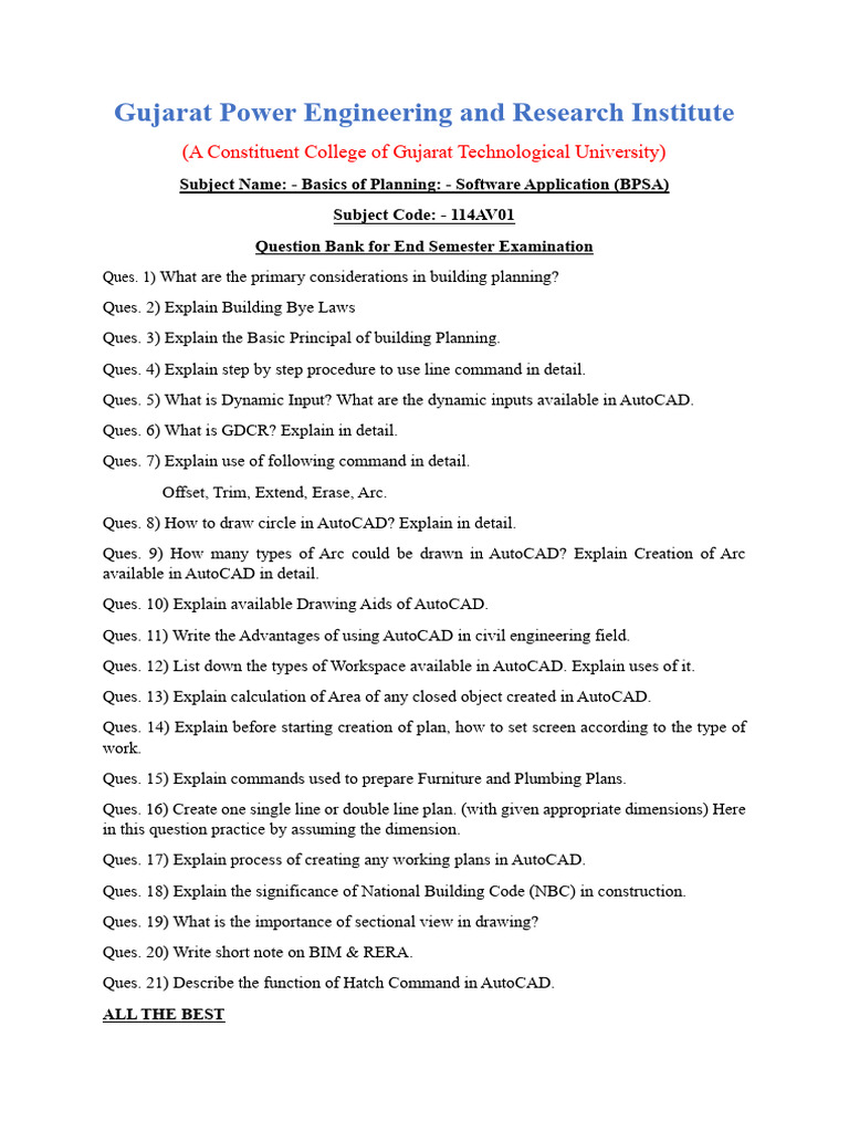 Important Questions - BPSA | PDF