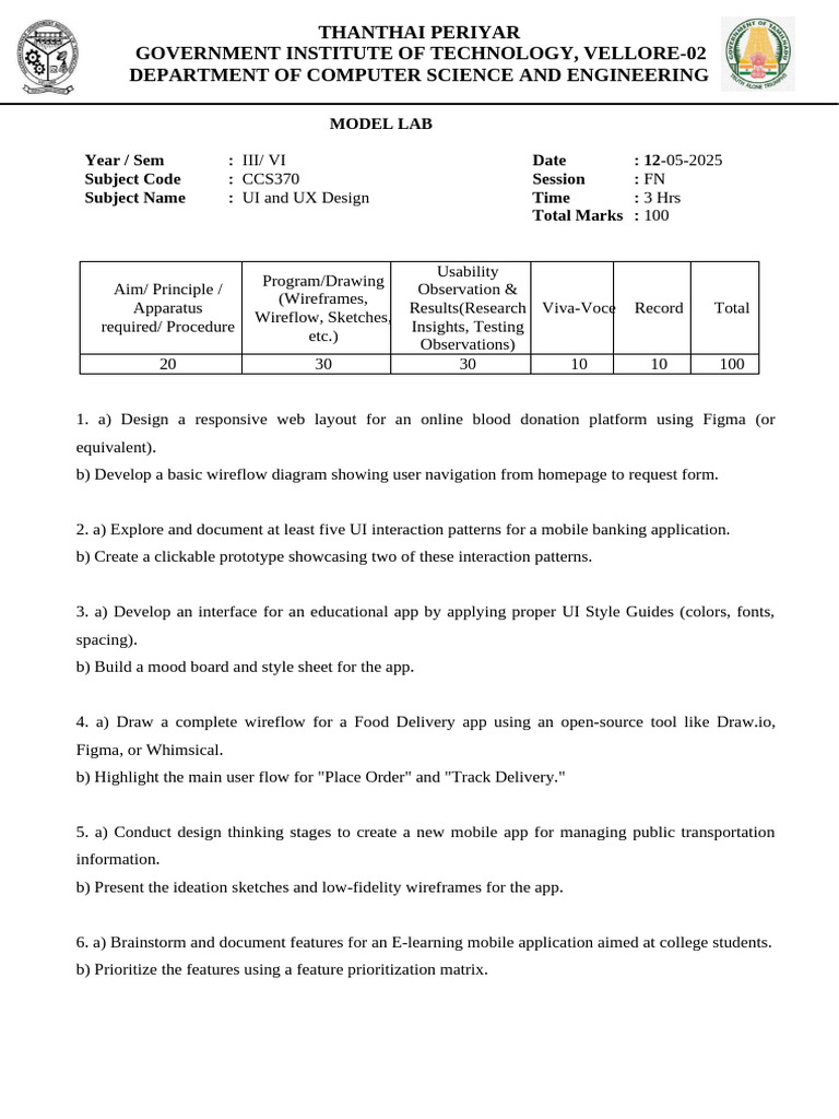 UX Design Lab Project Guidelines | PDF | User Interface | Usability