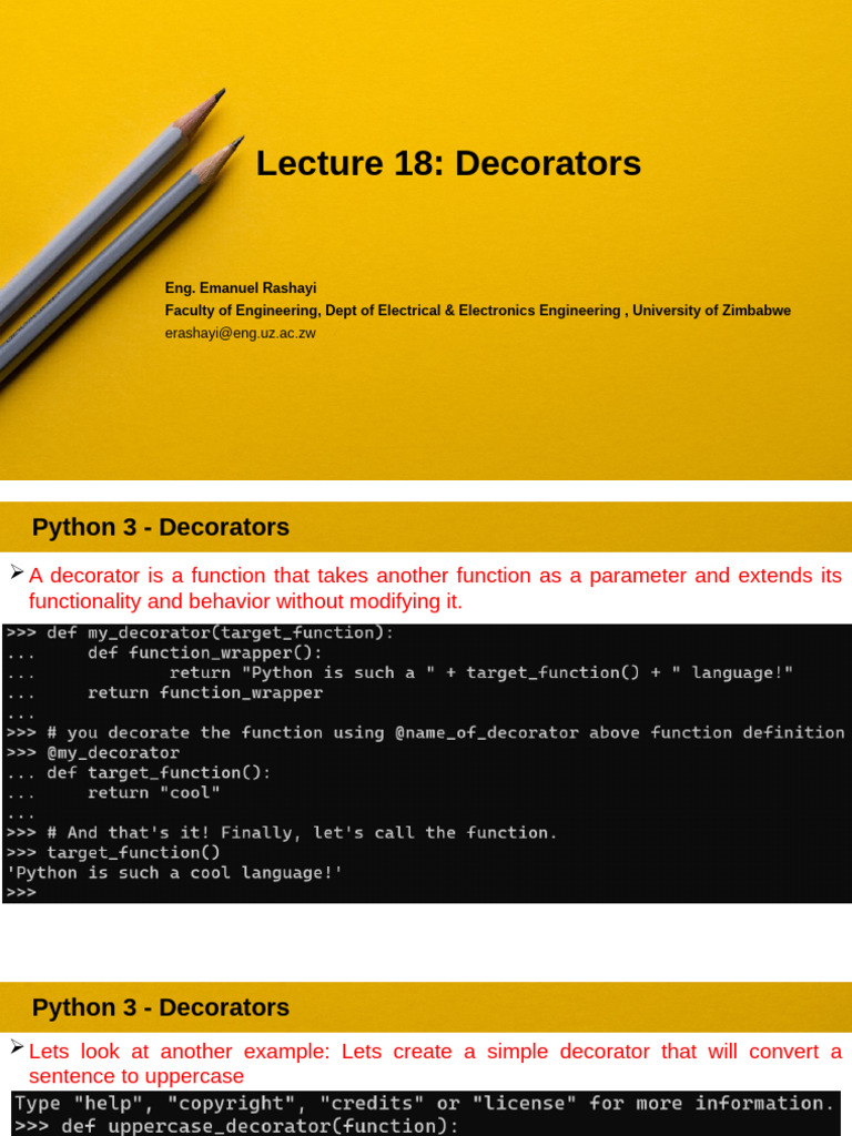Lecture 18 Decorators | PDF