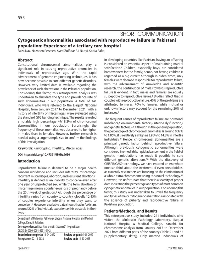 Chromosomal Abnormalities in Infertility | PDF | Karyotype | Genetics