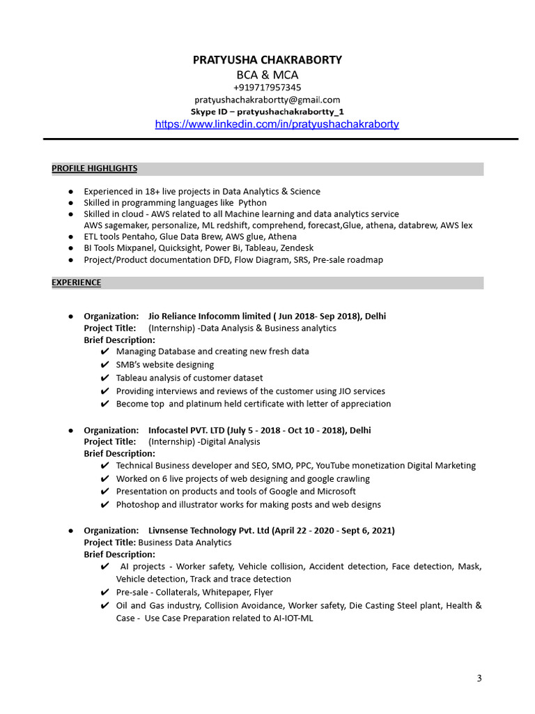 Data Analytics Professional Profile | PDF | Analytics | Amazon Web Services